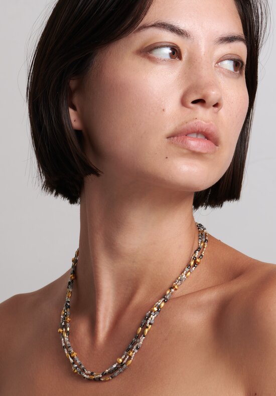 Karen Melfi 18K, Diamond & Pearl Triple Strand Necklace	
