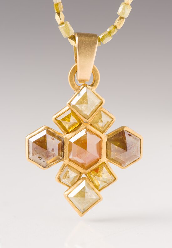 Karen Melfi 22K, Diamond Hex & Square Cross Pendant	