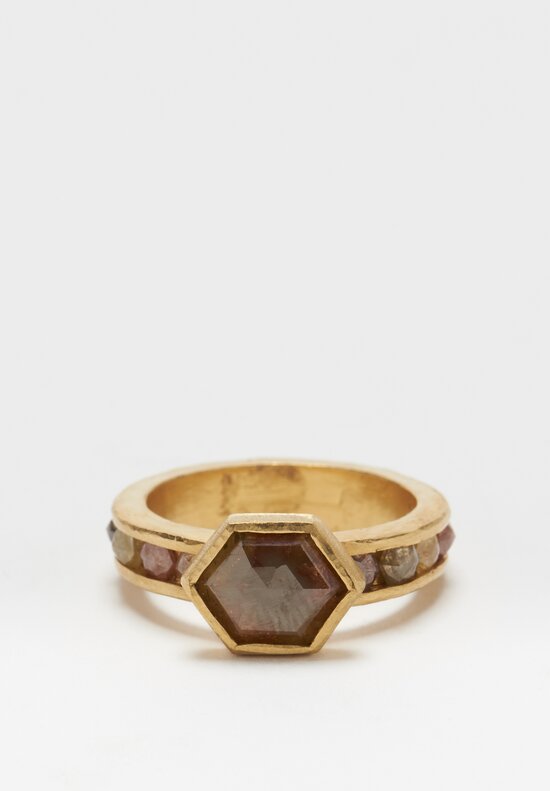 Karen Melfi 22K, Hexagonal Cut Diamond Ring	