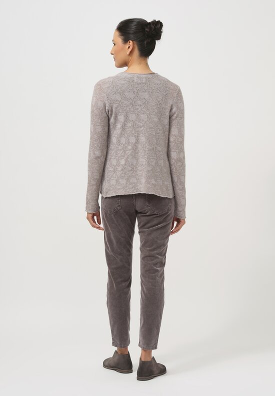 Lainey Keogh Cashmere Lightweight Cardigan in Taupe & White	