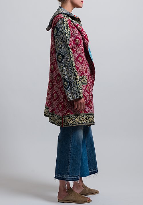 Mieko Mintz 4-Layer Hooded Coat in Red/ Aqua | Santa Fe Dry Goods ...