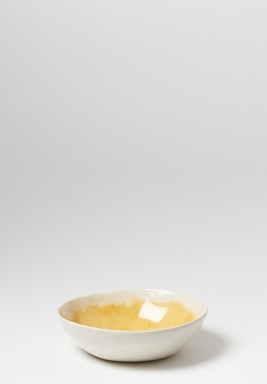 Bertozzi Brush Interior Shallow Porcelain Bowl in Gold	