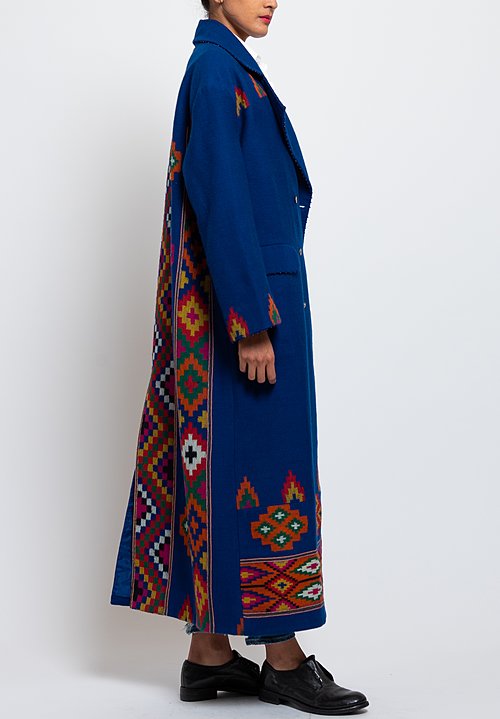 Péro Wool/ Silk Tribal Pattern Coat in Cobalt Santa Fe Dry Goods Trippen, Rundholz, Avant Toi