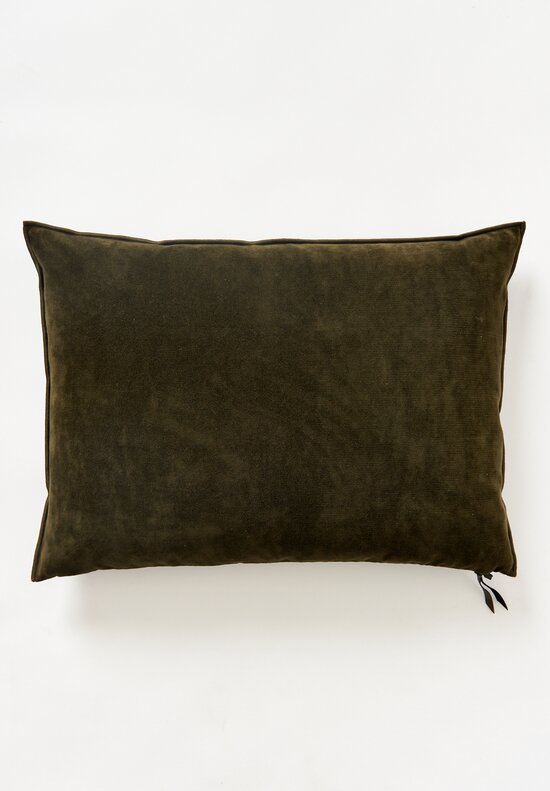 Maison de Vacances Large Vintage Velvet Pillow in Kaki	