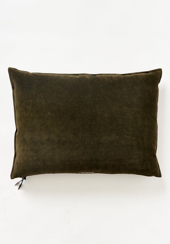 Maison de Vacances Large Vintage Velvet Pillow in Kaki	