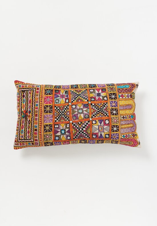 Antique and Vintage Reshmi Embroidered Lumbar Pillow	