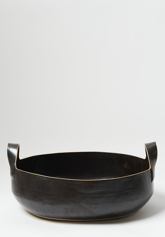 Laurie Goldstein Ceramic Large Oval Basket Bowl Black	