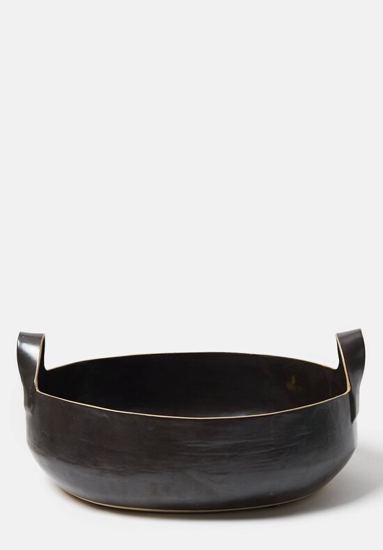 Laurie Goldstein Ceramic Large Oval Basket Bowl Black	