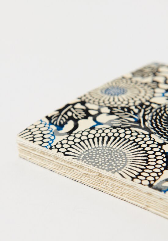 Elam Handprinted Japanese Chiyogami Paper Notebook in Black Chrysanthemum	