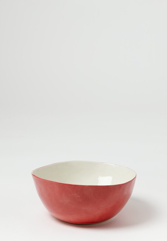 Bertozzi Handmade Porcelain Exterior Solid Painted Medium Bowl Rosso	