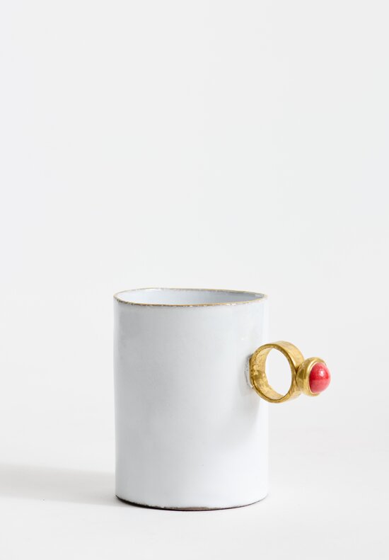 Astier de Villatte Serena Red Ring Mug in White	