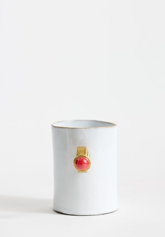 Astier de Villatte Serena Red Ring Mug in White	