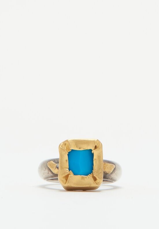 Greig Porter 18K, Sterling, Turquoise Bezel Set Ring	