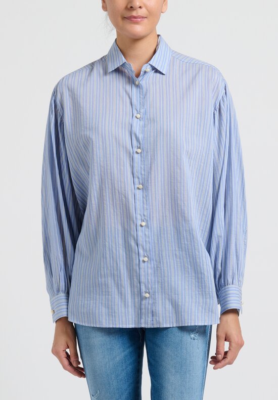 Etro Cotton/Silk Striped Button Down Shirt in Blue