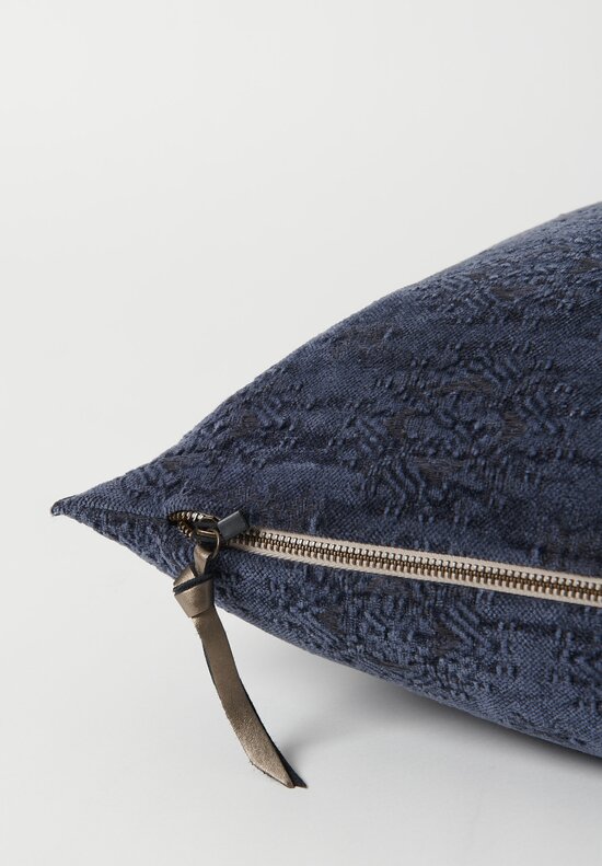 Maison de Vacances Large, Stone Washed Jacquard Pillow in Kilim Bleu Nuit