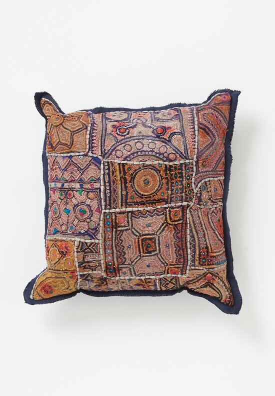 Vintage Banjara Metallic Embroidered Square Pillow	