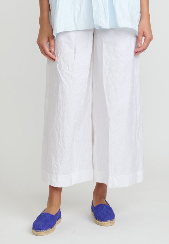 Daniela Gregis Washed Cotton Wide Leg Pants in White	