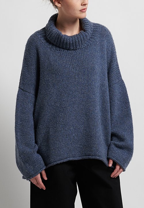 Hania New York Hand Knit Isabella Sweater in Denim Blue