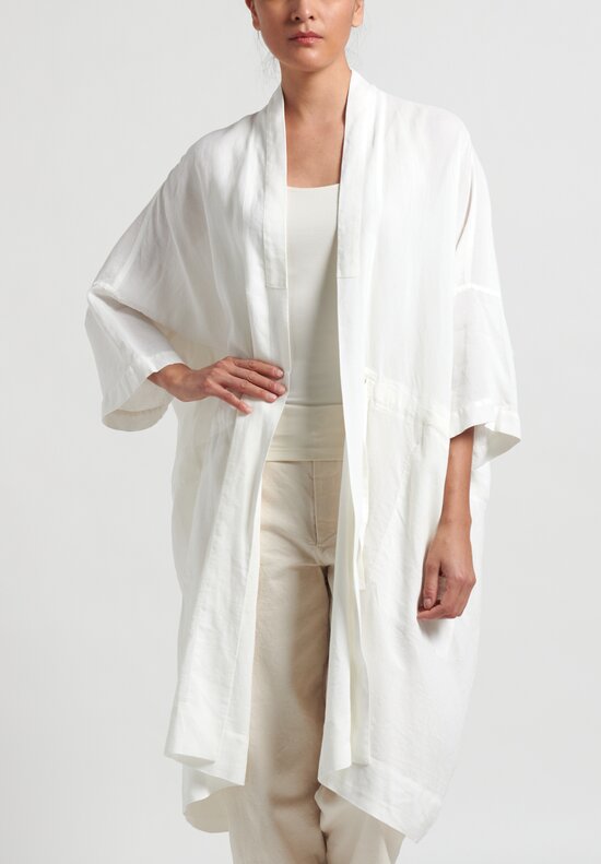 Jan-Jan Van Essche Washi Cotton Kimono Summer Coat in White	