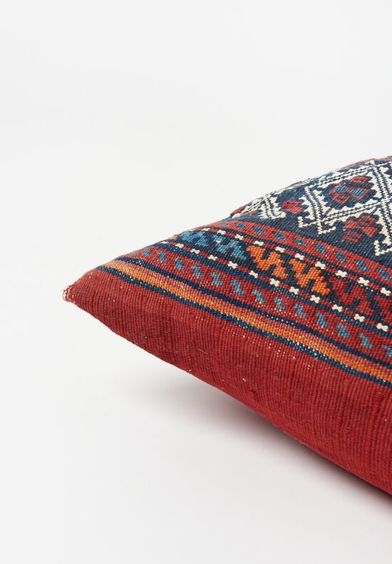 Antique and Vintage Wool Bakhtiyari Flat Woven Saddle Bag Pillow in Red Multi	