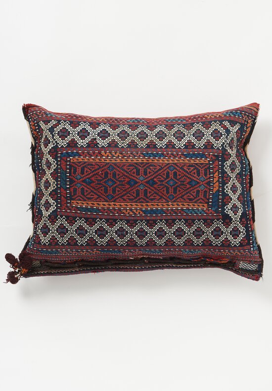 Antique and Vintage Wool Bakhtiyari Flat Woven Saddle Bag Pillow in Red Multi	