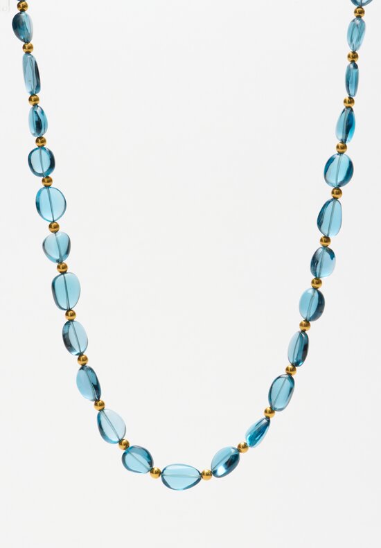 Greig Porter 18K, Polished London Blue Topaz Pebble Bead Necklace
