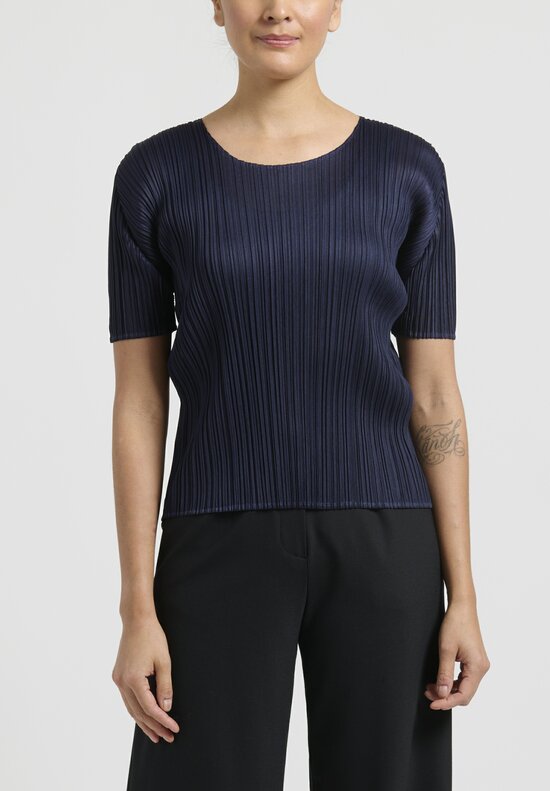 Pleats Please New Colorful Basics 2 Top in Navy	