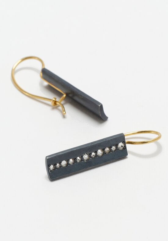 TAP by Todd Pownell 18k, Oxid Silver, Long Concave Rectangles with Inverted Diamonds	