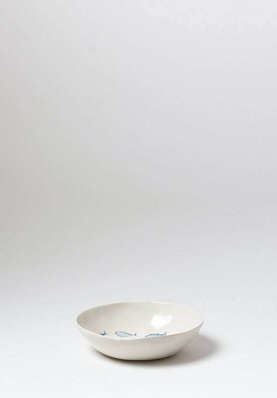 Bertozzi Small Hand Stamped Anchovies Bowl in Bianca	