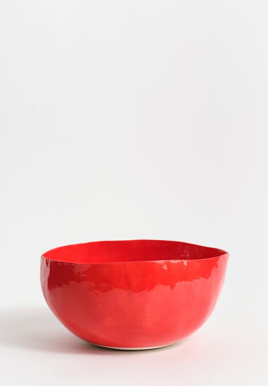 Bertozzi Handmade Porcelain Solid Irregular Serving Bowl Rosso