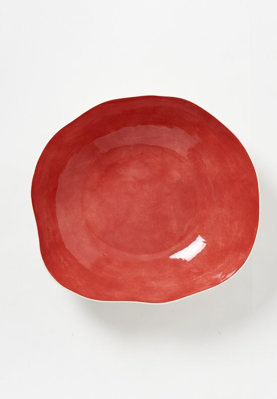 Bertozzi Handmade Porcelain Solid Interior Large Serving Bowl in Rosso	