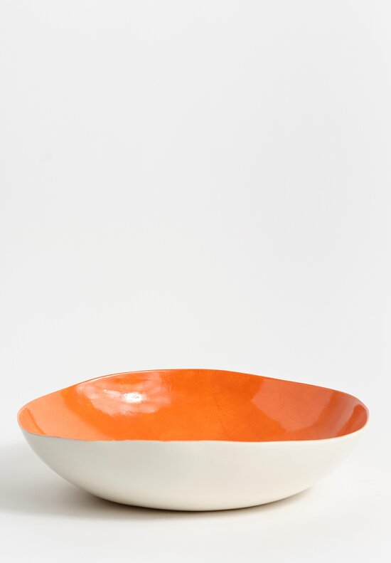 Bertozzi Handmade Porcelain Solid Interior Large Serving Bowl in Arancio