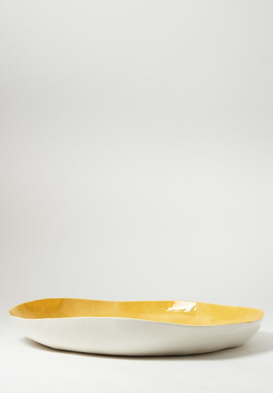 Bertozzi Porcelain Interior Painted Large Shallow Serving Bowl in Giallo Yellow	