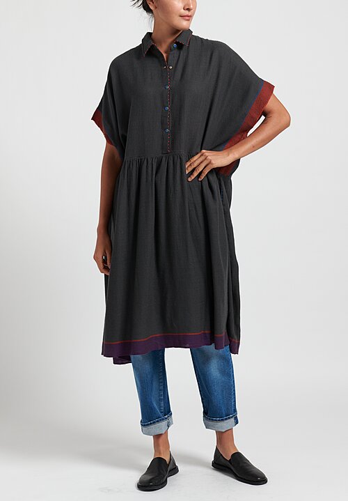 Pero Wool Point Collar ColorBlock Dress in Grey Santa Fe Dry Goods