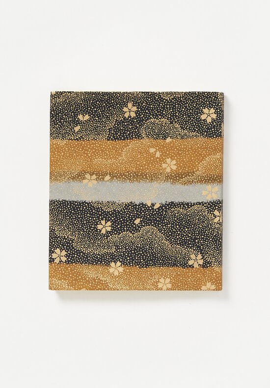 Elam Handprinted Japanese Chiyogami Paper Notebook Gold Flower Band	