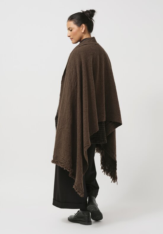 Daniela Gregis Washed Cashmere Snow Shawl in Dark Brown	