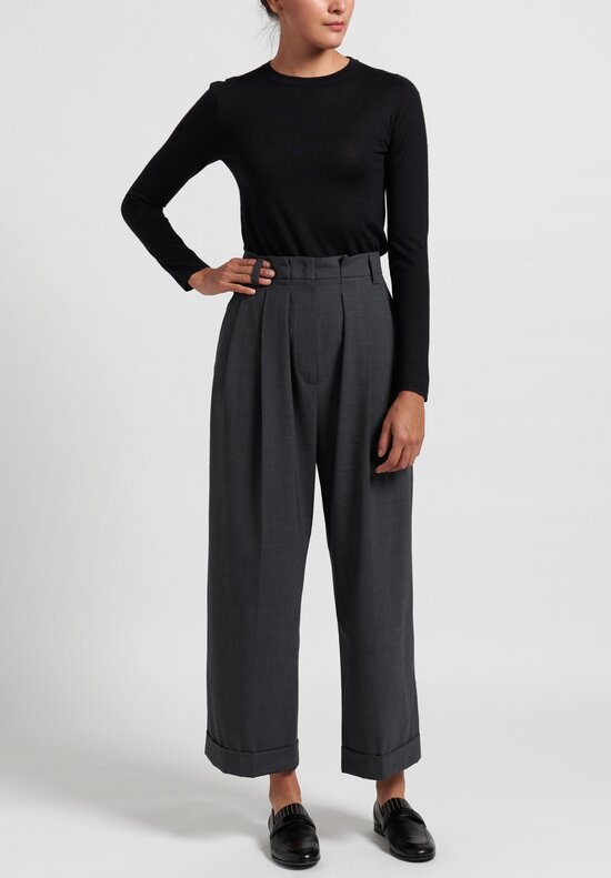 Brunello Cucinelli Wide Leg Pleated Pants in Steel | Santa Fe Dry Goods ...