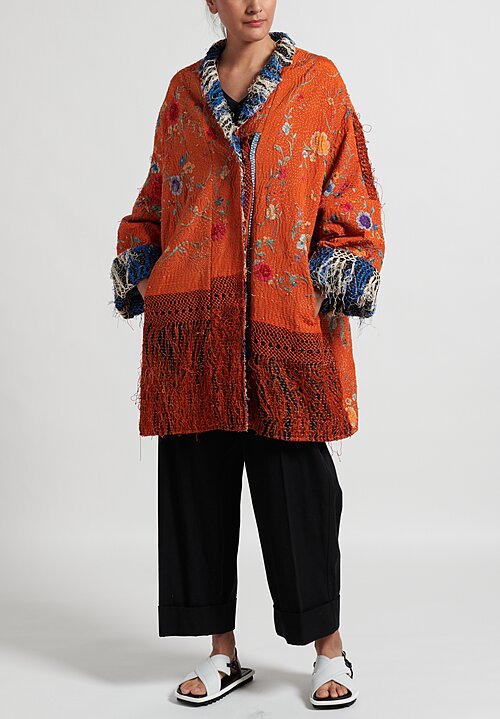 By Walid Silk Piano Shawl Basma Coat in Orange | Santa Fe Dry Goods ...