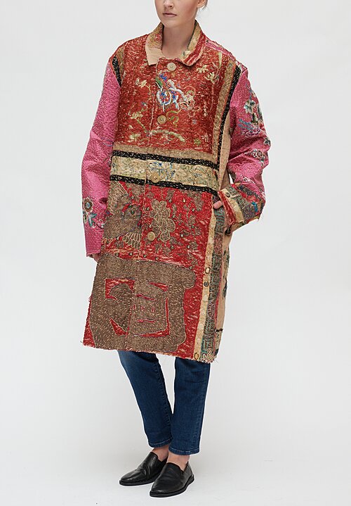 By Walid Chinese Embroidery Wadded Rufus Coat in Rust Multi | Santa Fe ...