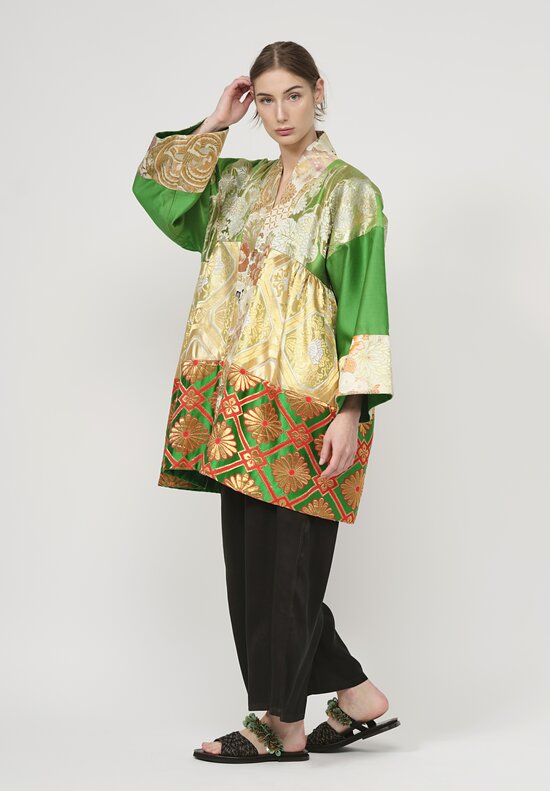 Rianna + Nina Obi Flounce Jacket in Green & Gold Multi	