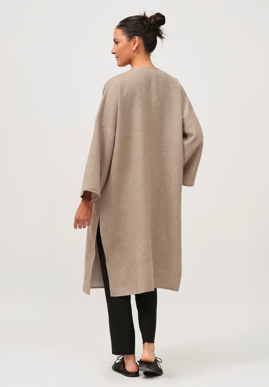 Alonpi Cashmere Open Front Coat in Natural	