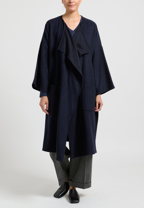 Alonpi Cashmere Open Front Coat in Navy