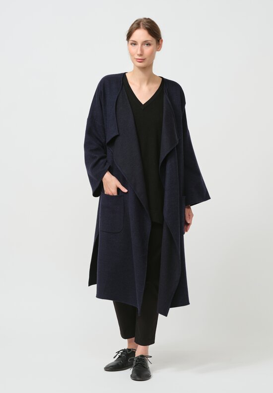 Alonpi Cashmere Open Front Coat in Navy	