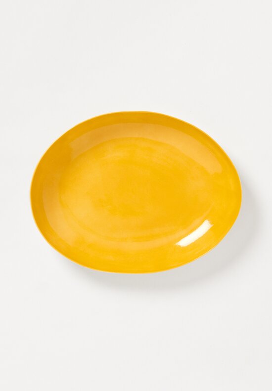 Bertozzi Handmade Porcelain Interior Shallow Oval Platter in Giallo Yellow