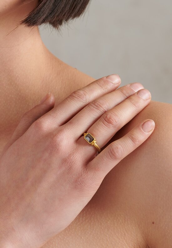 Denise Betesh 22K, Rectangular Salt & Pepper Diamond Ring