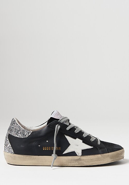 Golden Goose Glitter & Suede Superstar Sneaker in Silver and Tan ...