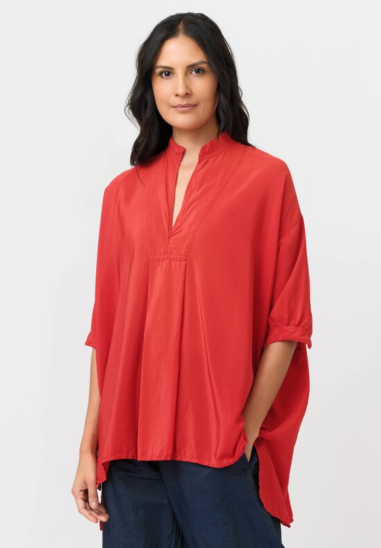 Daniela Gregis Washed Silk Honey Kora Top in Red