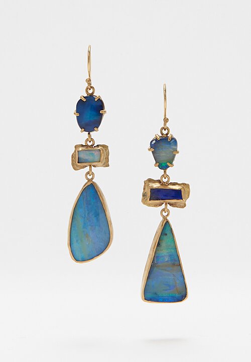 Margery Hirschey 22K, 3-Drop Boulder Opal Earrings	
