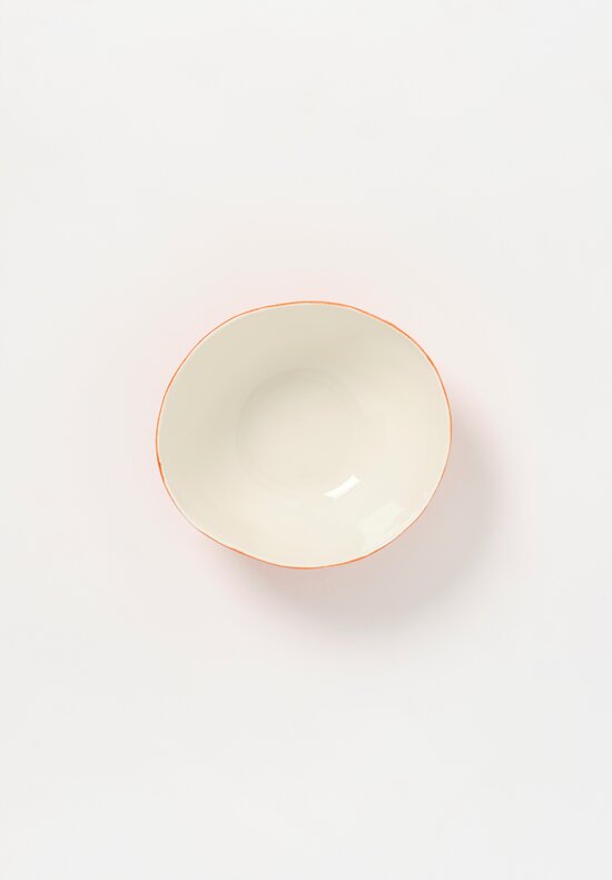 Bertozzi Handmade Porcelain Exterior Solid Painted Medium Bowl Arancione Orange