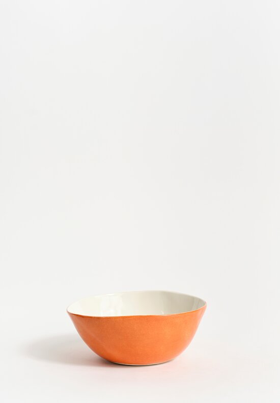 Bertozzi Handmade Porcelain Exterior Solid Painted Medium Bowl Arancione Orange